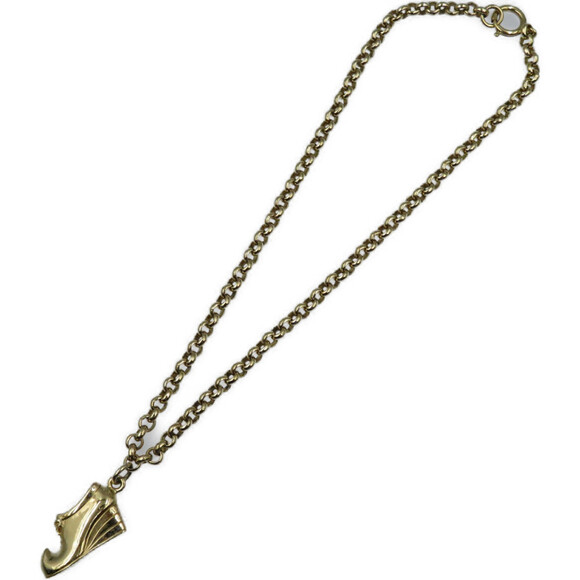 Excellent condition Salvatore Ferragamo vintage metal gold shoe motif necklac...